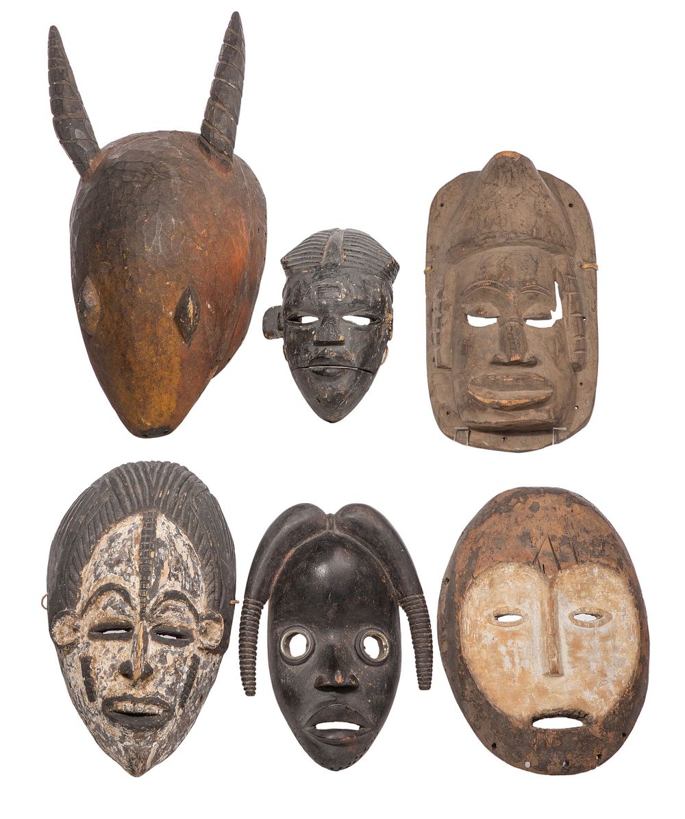 Lot 291: African Carved Wood Mask Assortment