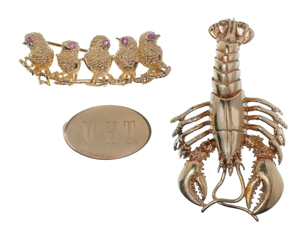 Lot 169: 14k Yellow Gold Brooch / Clip Assortment