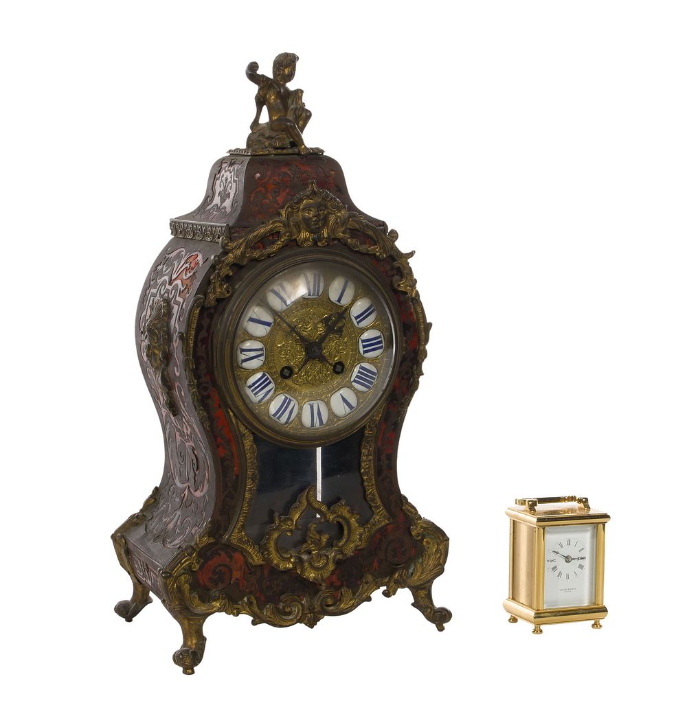 Lot 216: Samuel Marti French Boulle Mantel Clock