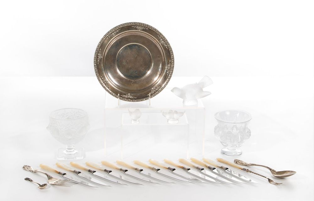 Lot 226: Lalique Crystal and Sterling Silver Assortment