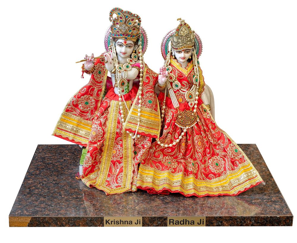 Lot 243: Durga Krishna Ji and Radha Ji Painted Marble Sculpture