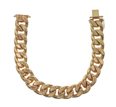 18k Yellow Gold Bracelet A flat Cuban link (marked '18k') Property from: a Private Collector 