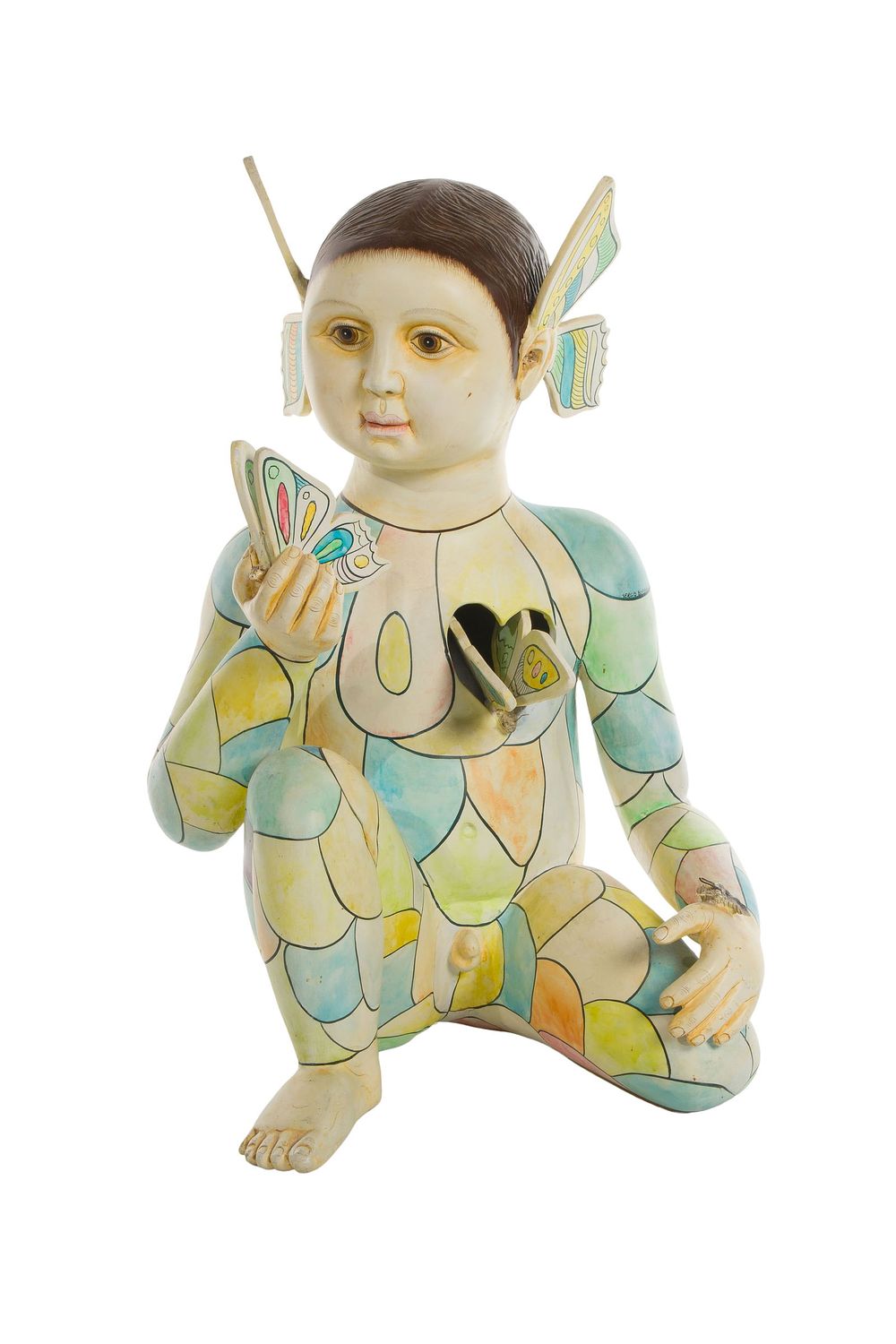 Lot 153: Sergio Bustamante (Mexican, b.1949) 'Butterfly Boy' Ceramic Sculpture
