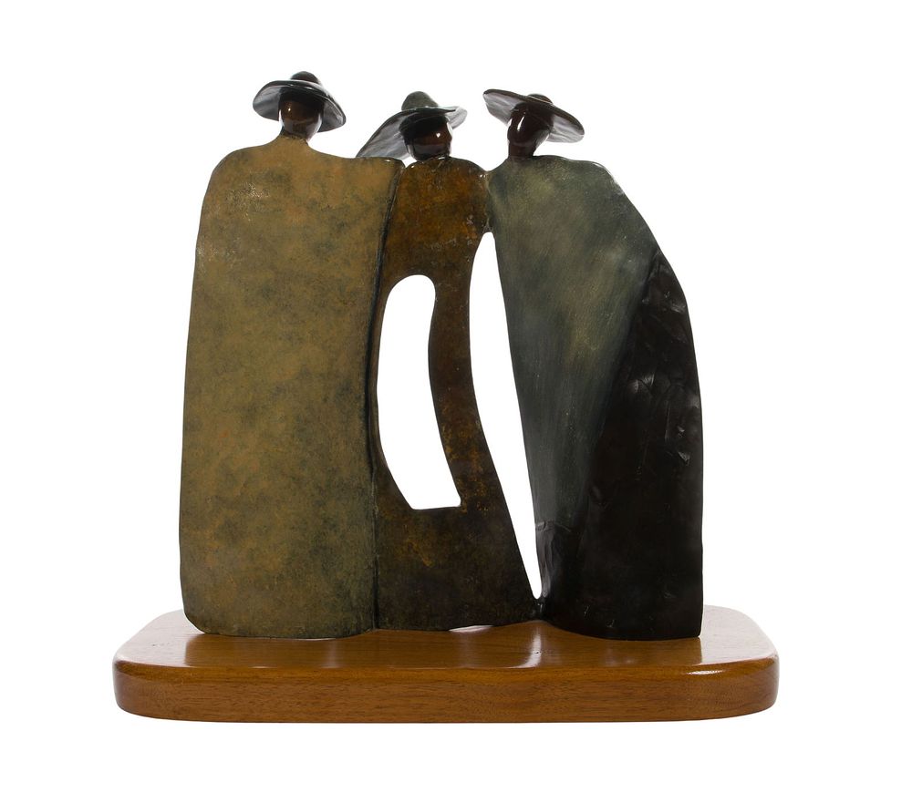 Lot 161: Guilloume (Columbian, b.1957) 'Three Options' Bronze Sculpture