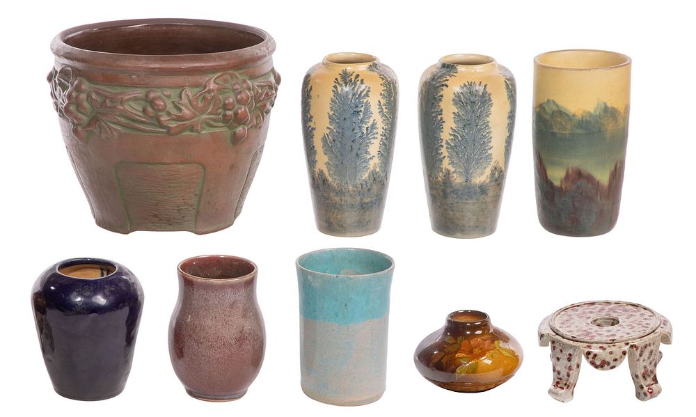 Lot 215: Ruskin Pottery and J. B. Owens Utopian Assortment