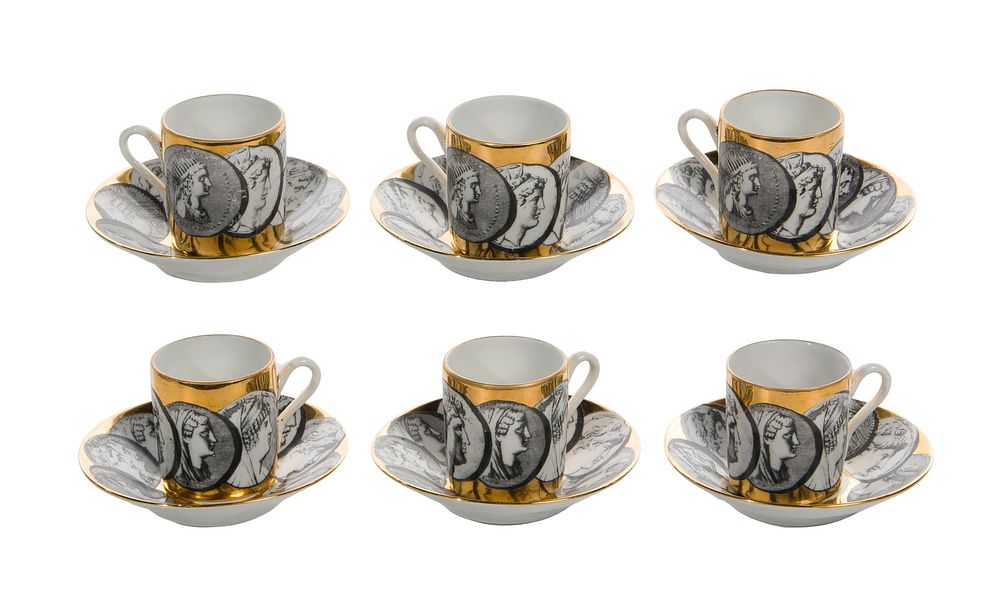 Lot 219: Piero Fornasetti Cammei Mocha Cup and Saucer Collection