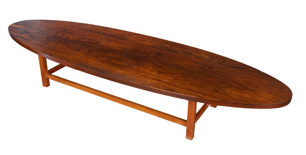 Lot 253: Paul McCobb for Lane Delineator Rosewood Surf Board Coffee Table
