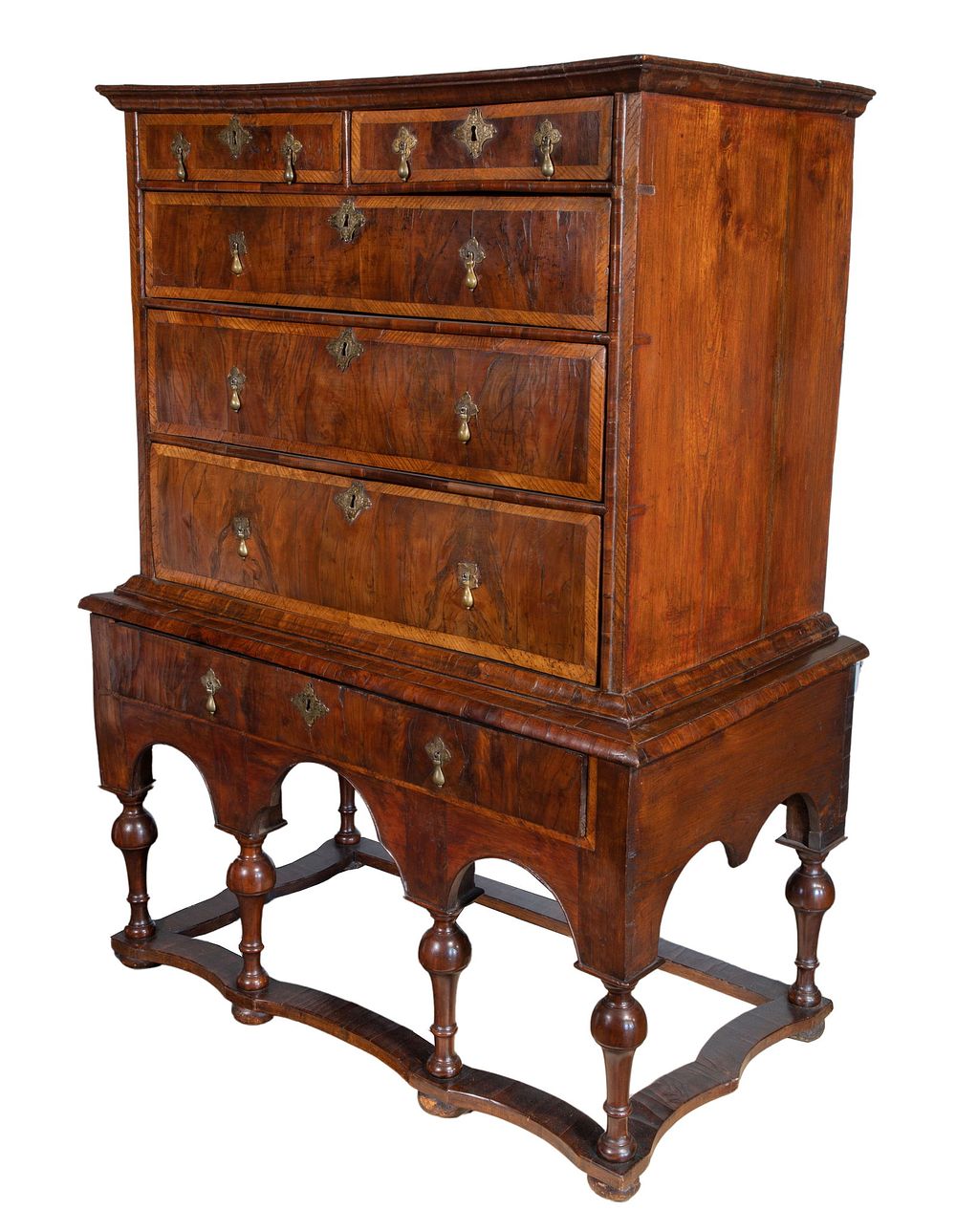Lot 256: William and Mary Walnut Chest on Stand