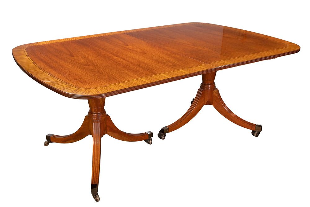 Lot 260: Baker Banded Mahogany Dining Table