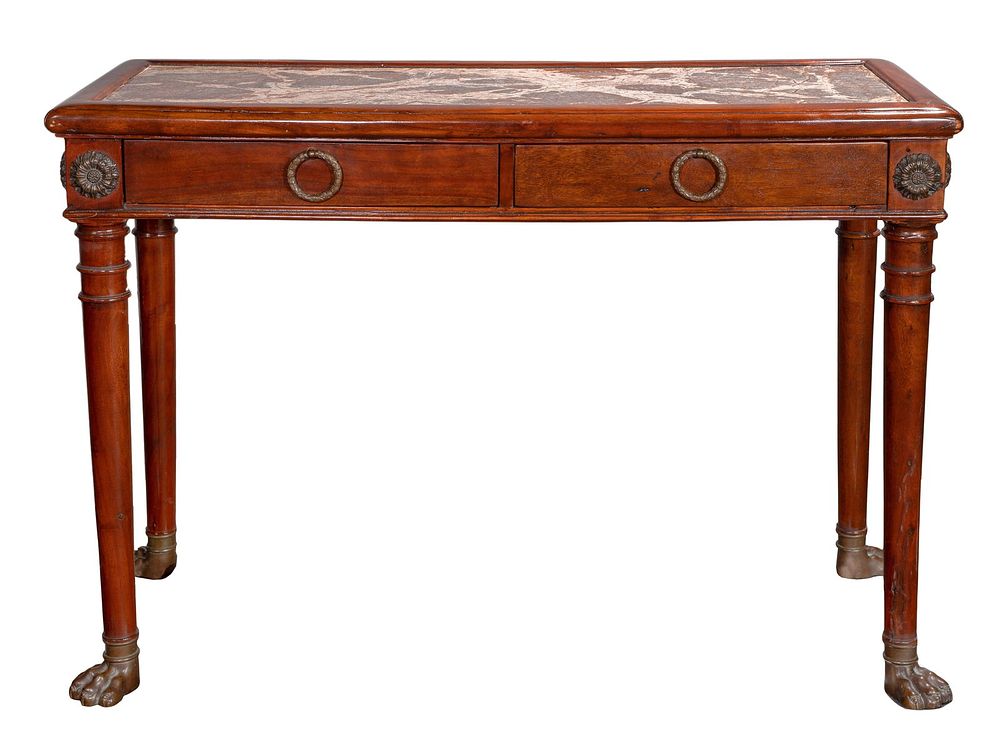 Lot 261: Theodore and Alexander Carved Mahogany and Marble Console Table