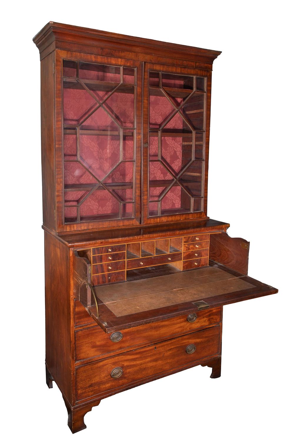 Lot 159: Georgian Mahogany Bookcase Secretaire