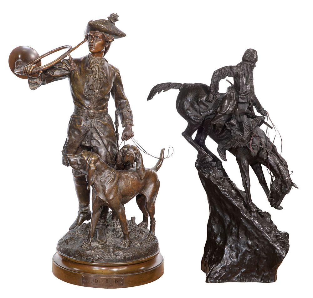 Lot 174: After Auguste Moreau and After Frederic Remington Bronze Statues