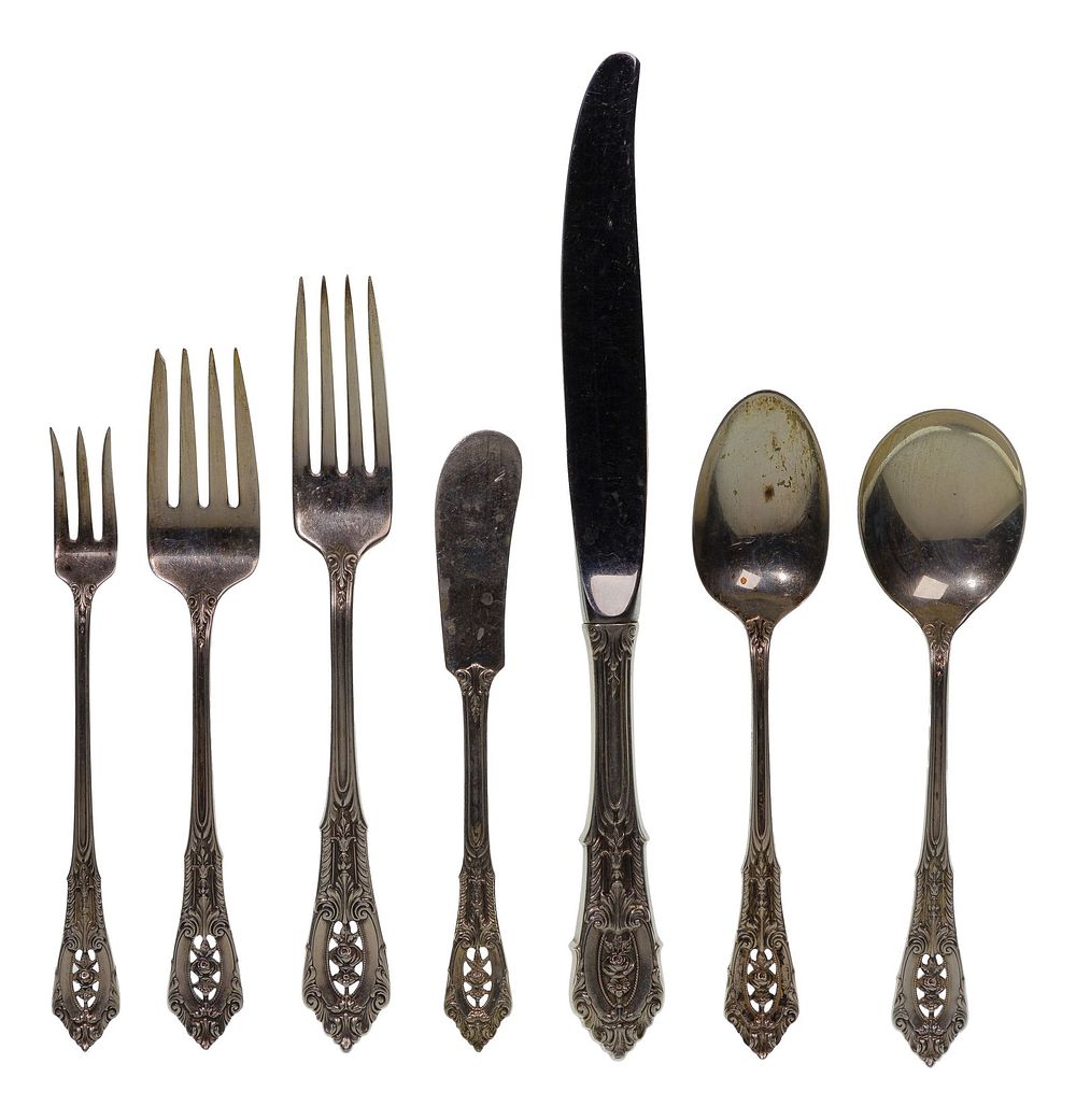 Lot 182: Wallace Rose Point Sterling Silver Flatware Service
