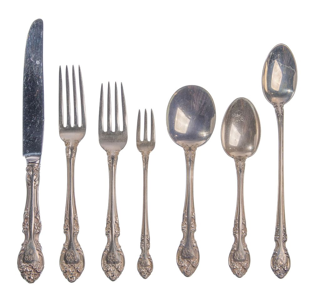Lot 183: Gorham Melrose Sterling Silver Flatware Service