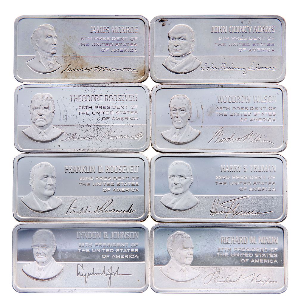 Lot 222: Presidential Sterling Silver Bar Assortment