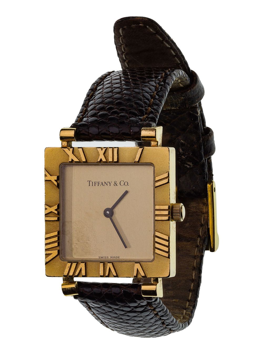 Lot 225: Tiffany & Co 18k Yellow Gold Atlas Wristwatch