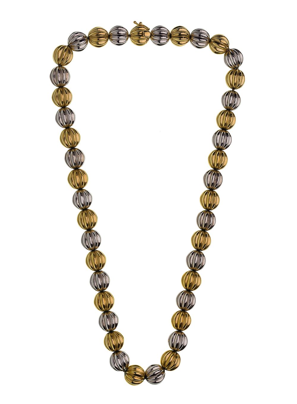 Lot 228: 14k Bi-Color Gold Bead Necklace
