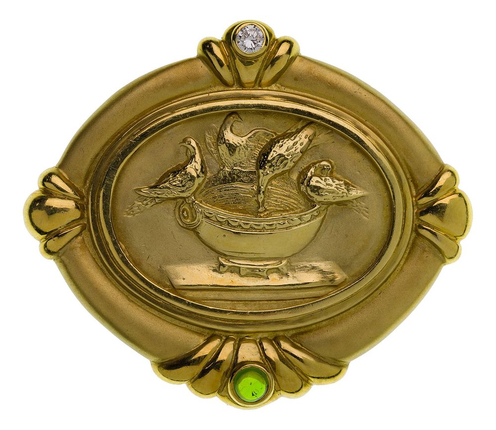 Lot 236: SeidenGang 18k Yellow Gold and Gemstone Brooch