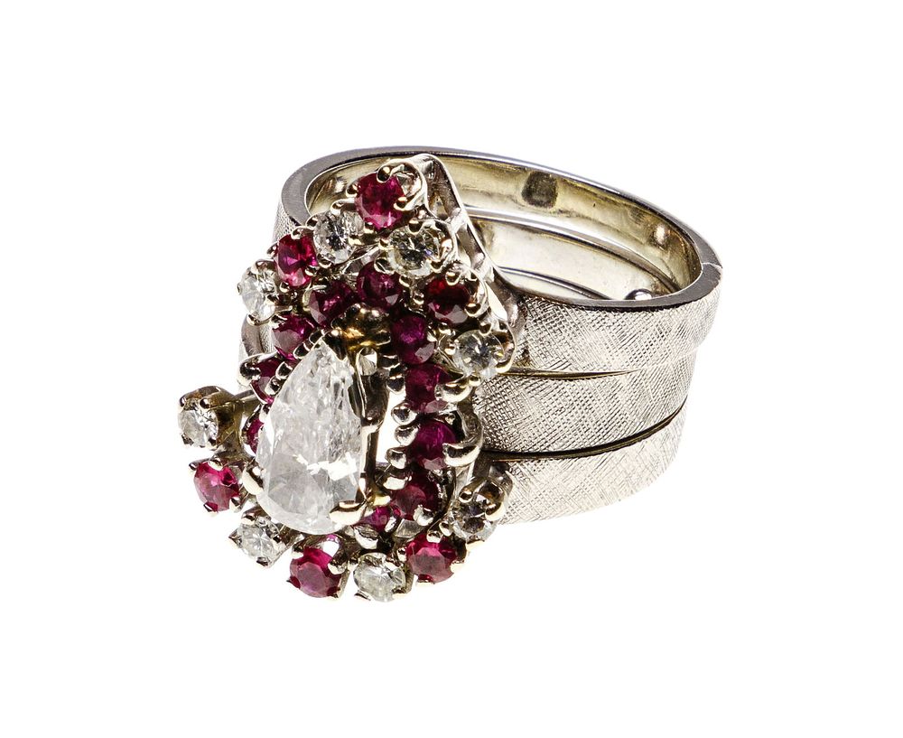 Lot 242: 14k and 10k White Gold and Diamond Ring Set