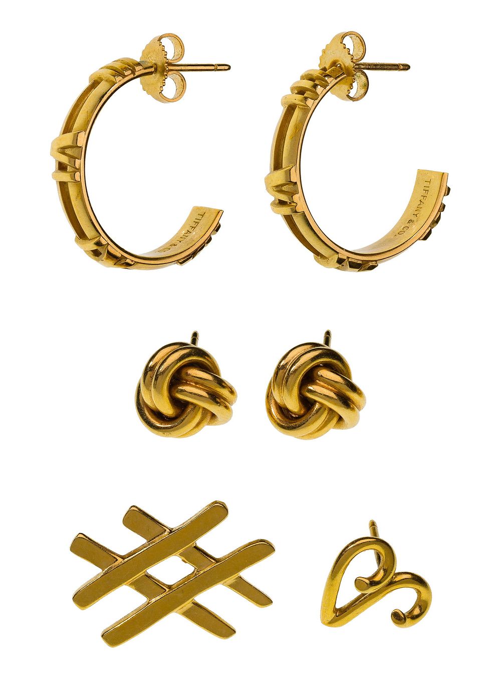Lot 247: Tiffany & Co 18k Yellow Gold Earring Sets