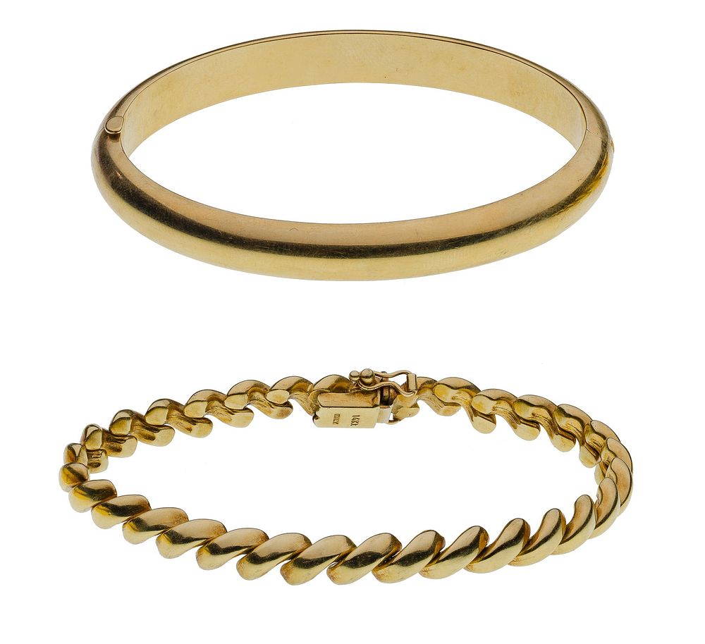 Lot 250: 14k Yellow Gold Bracelets