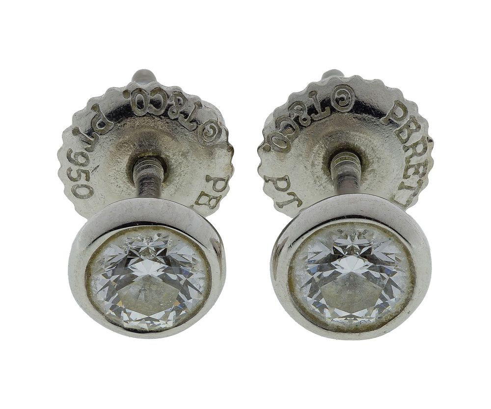 Lot 274: Elsa Peretti for Tiffany & Co Platinum and Diamond Pierced Earring Set