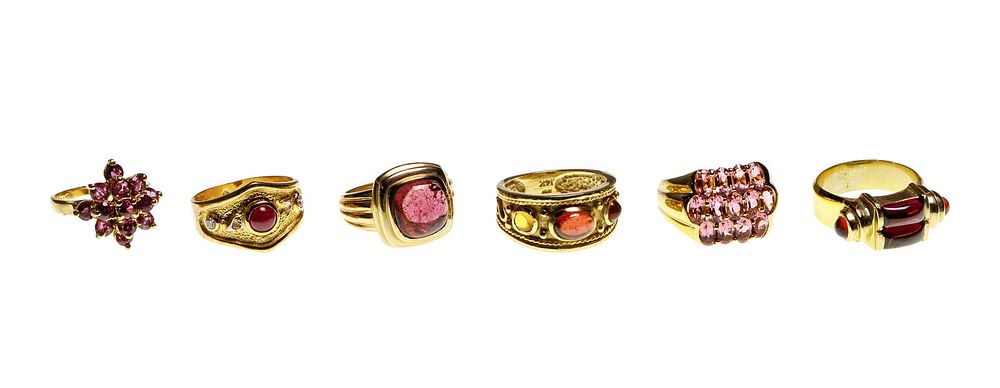 Lot 181: 14k Yellow Gold and Gemstone Ring Assortment