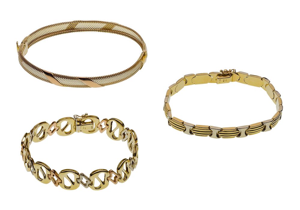 Lot 182: 14k Gold Bracelet Assortment