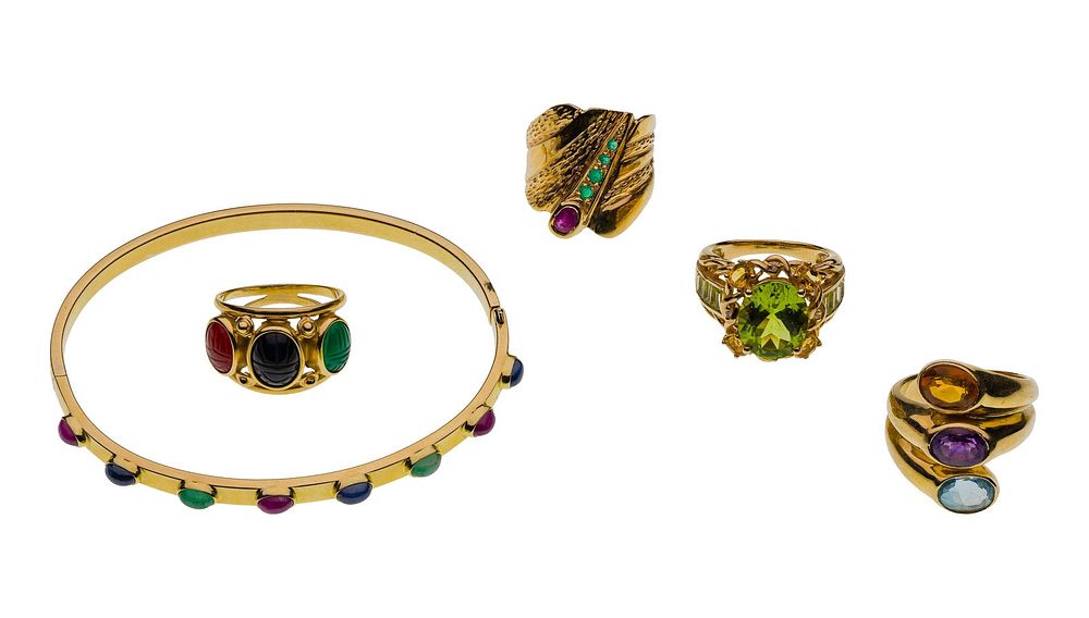 Lot 196: 14k Yellow Gold and Gemstone Jewelry Assortment