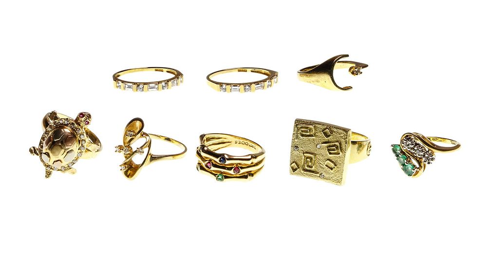 Lot 210: 14k Yellow Gold Ring and Gemstone Assortment