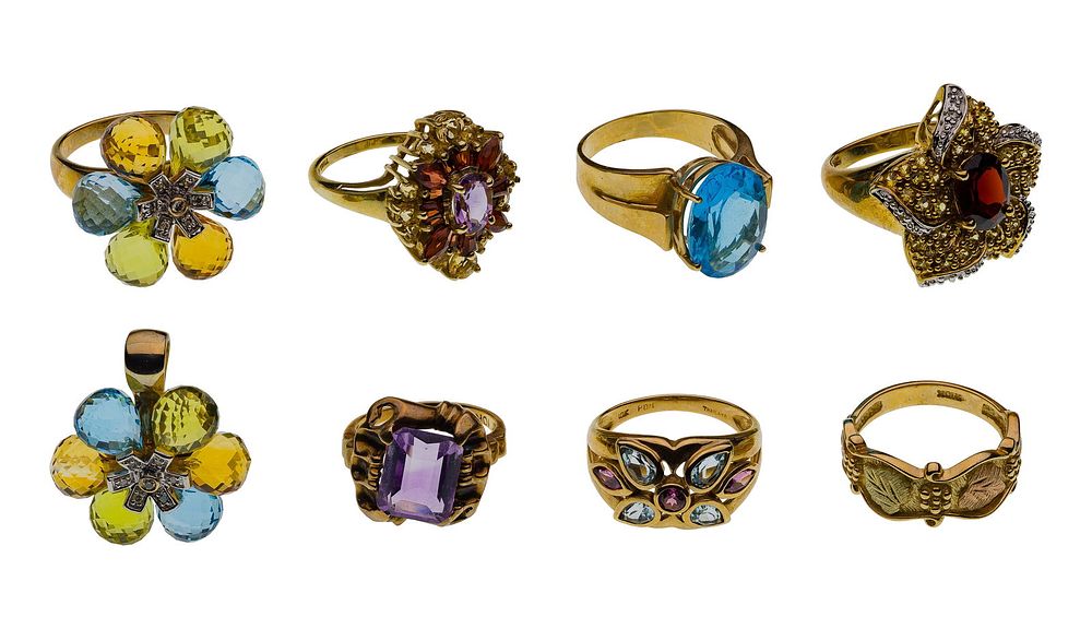 Lot 215: 10k Yellow Gold and Gemstone Jewelry Assortment