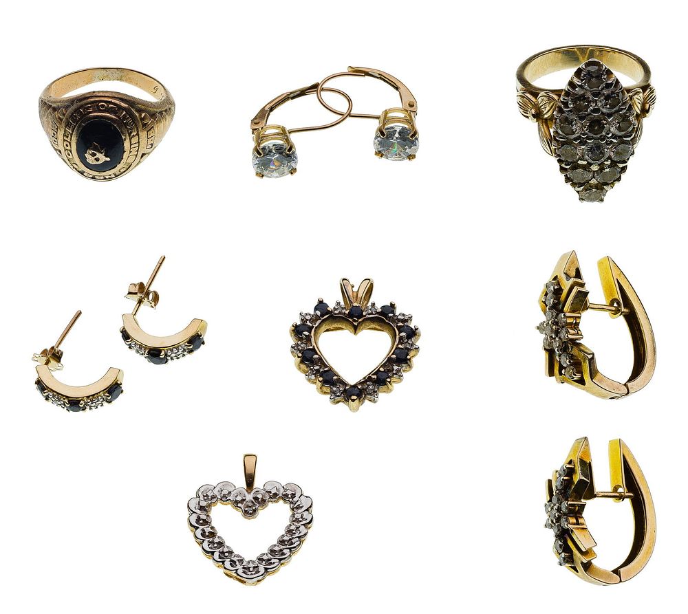 Lot 216: 10k and 9k Yellow Gold Jewelry Assortment