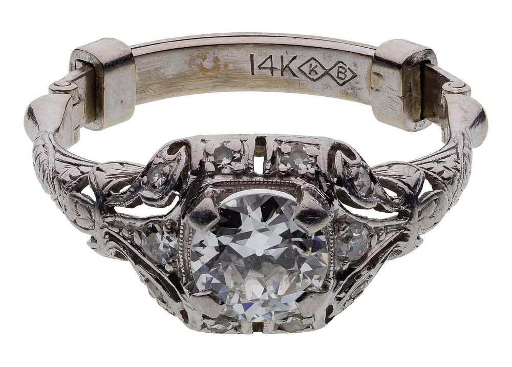Lot 226: Platinum, 14k White Gold and Diamond Ring