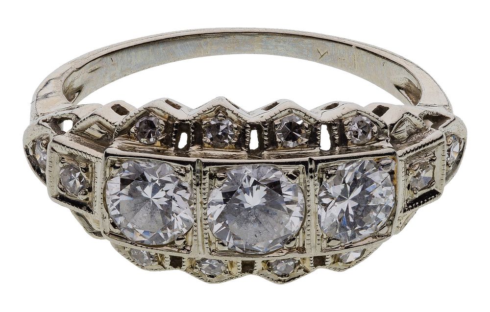 Lot 237: 18k White Gold and Diamond Ring