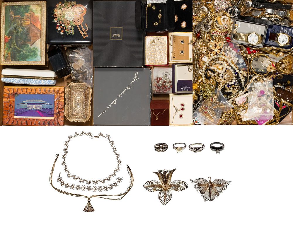 Lot 239: Sterling Silver, Costume Jewelry and Wristwatch Assortment
