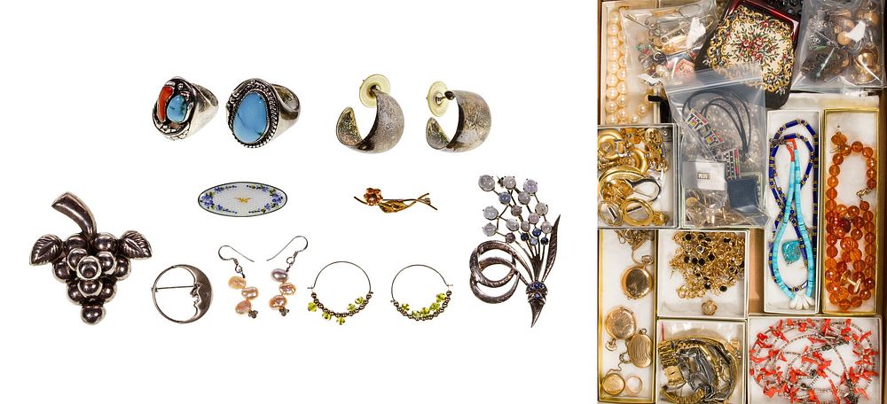 Lot 242: Gold, Silver and Costume Jewelry and Wristwatch Assortment