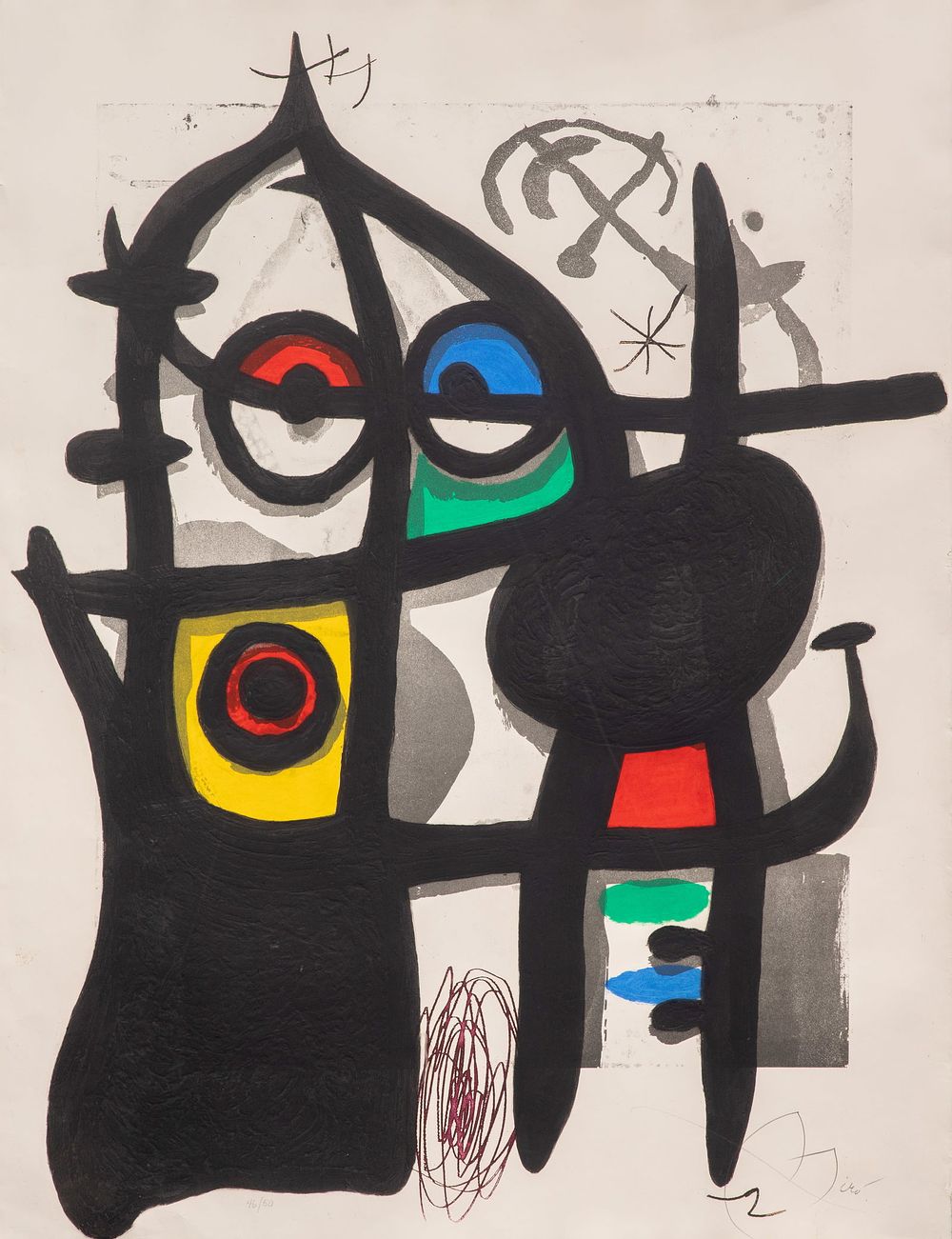 Lot 161: Joan Miro (Spanish, 1893-1983) 'La Captive' Aquatint and Carborundum Etching