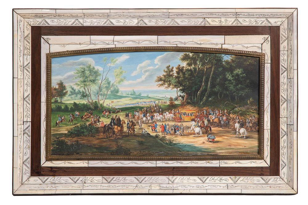 Lot 202: After Adams Frans Van der Meulen (Flemish, 1632-1692) 'A Cavalcade' Gouache on Board