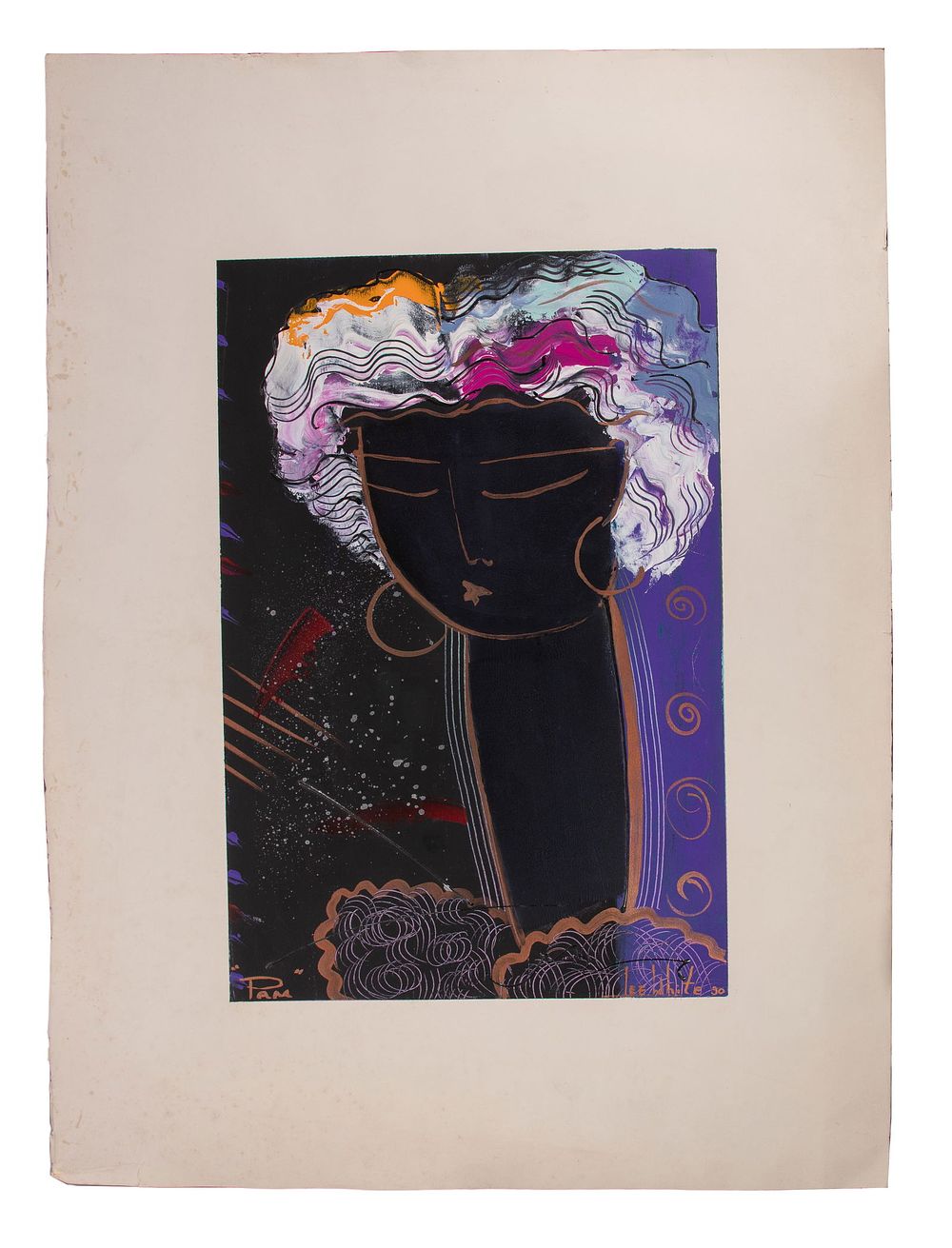 Lot 239: Lee White (American, 1948-2004) 'Pam' Mixed Media on Paper