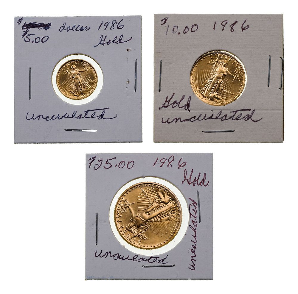 Lot 265: 1986 $25, $10, and $5 Gold Unc.