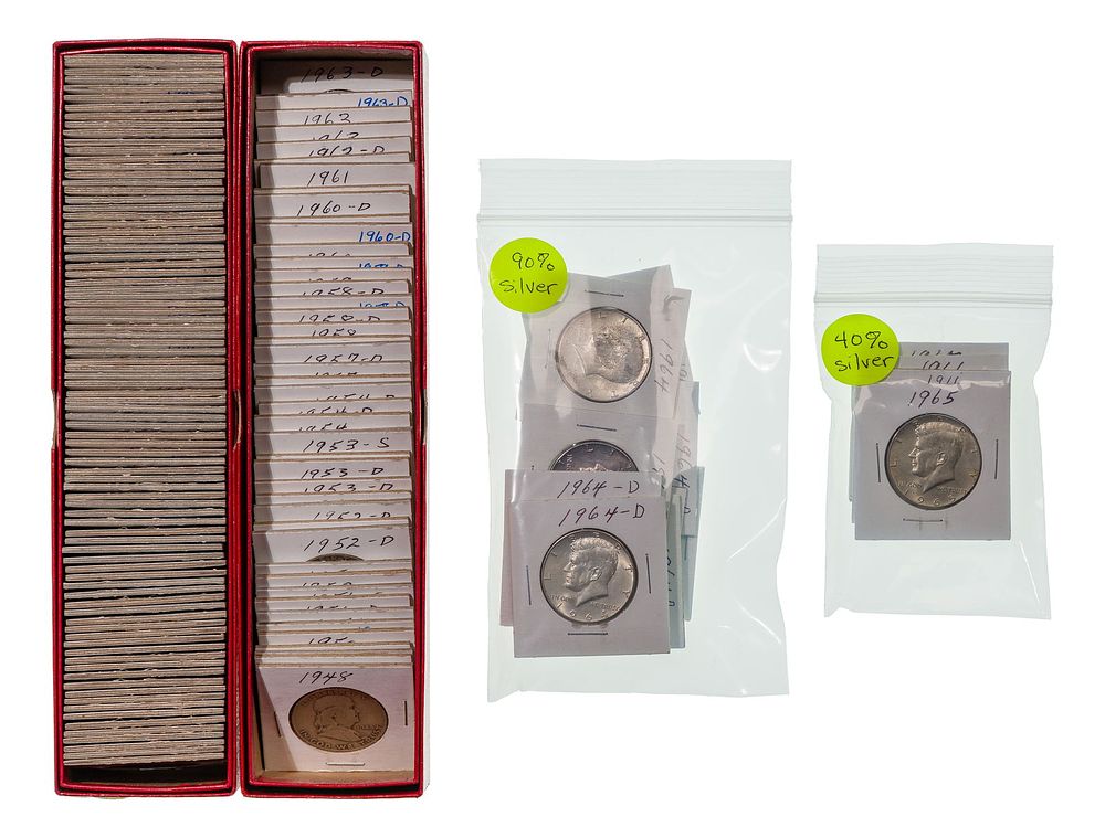 Lot 289: Walking Liberty, Franklin and Kennedy 50c Assortment