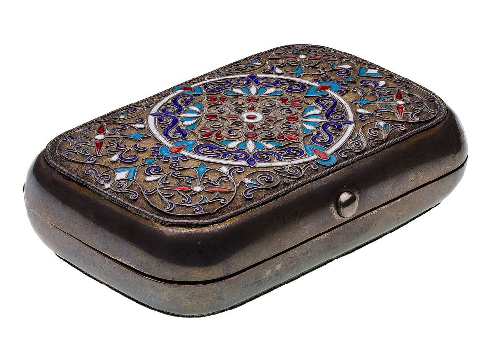 Lot 310: Ivan Khlebnikov (Russian, 1819-1888) Silver and Champleve Cigarette Case