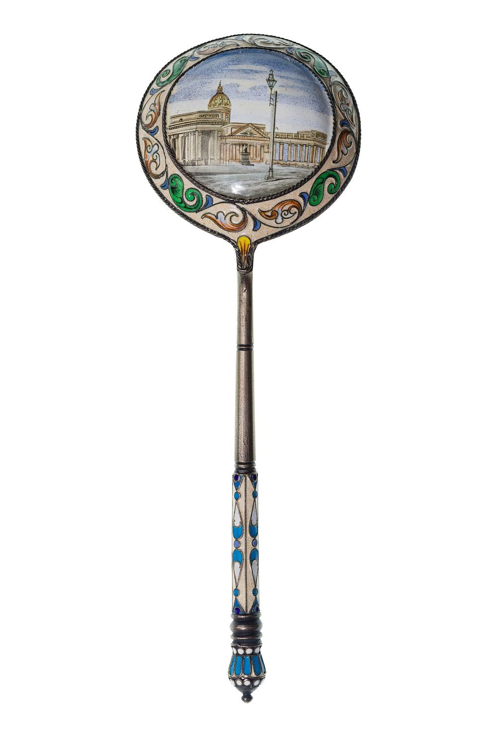 Lot 313: Vasily Agafonov (Russian, 1895-1917) Silver and Champleve Serving Spoon