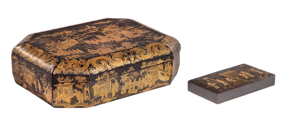 Lot 337: Chinese Export Lacquer Game Box