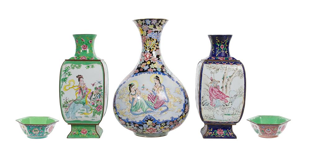Lot 341: Chinese and Tibetan Cloisonne Assortment