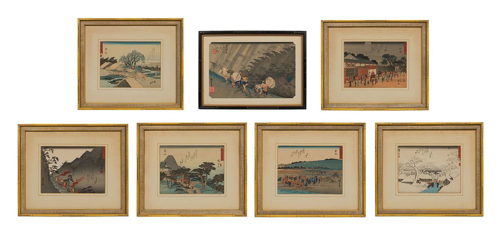 Lot 344: Ando Hiroshige (Japanese, 1797-1858) Woodblock Print Assortment