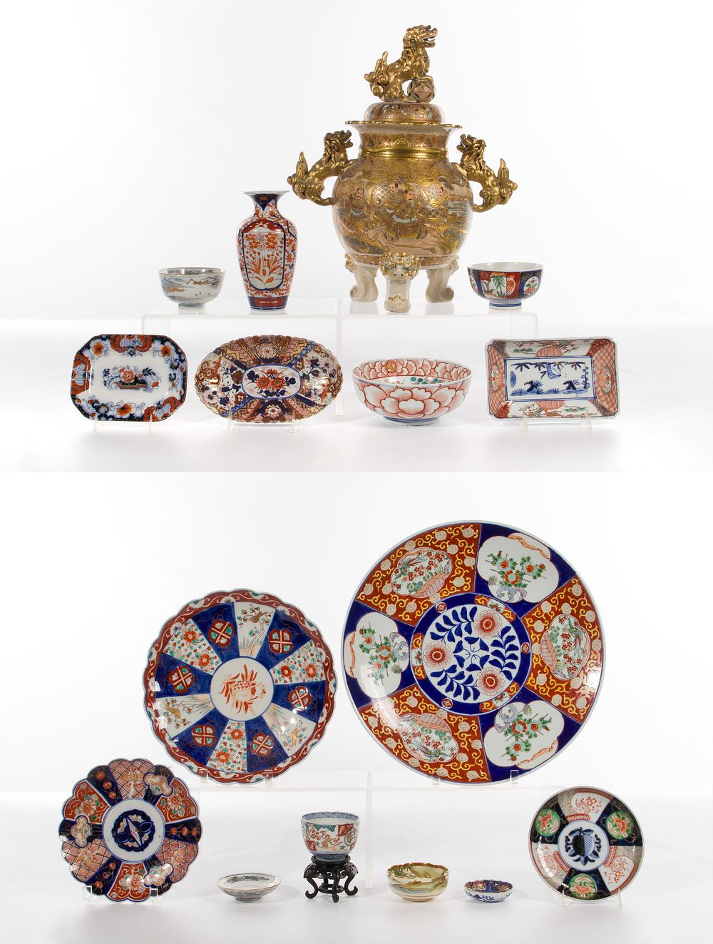 Lot 358: Japanese Satsuma, Kutani and Imari Style Porcelain Assortment