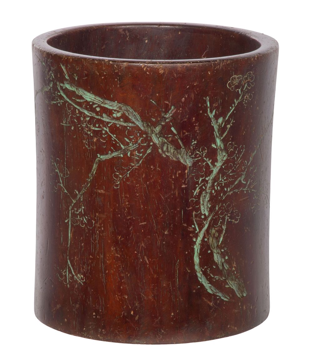 Lot 363: Chinese Zitan Wood Brush Pot