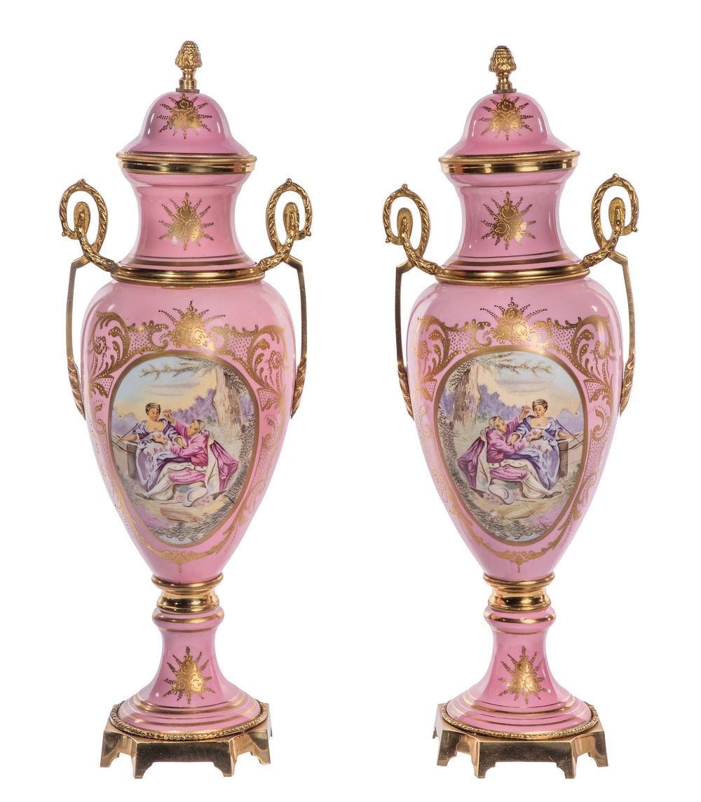 Lot 400: French Bronze Mounted Porcelain Urns