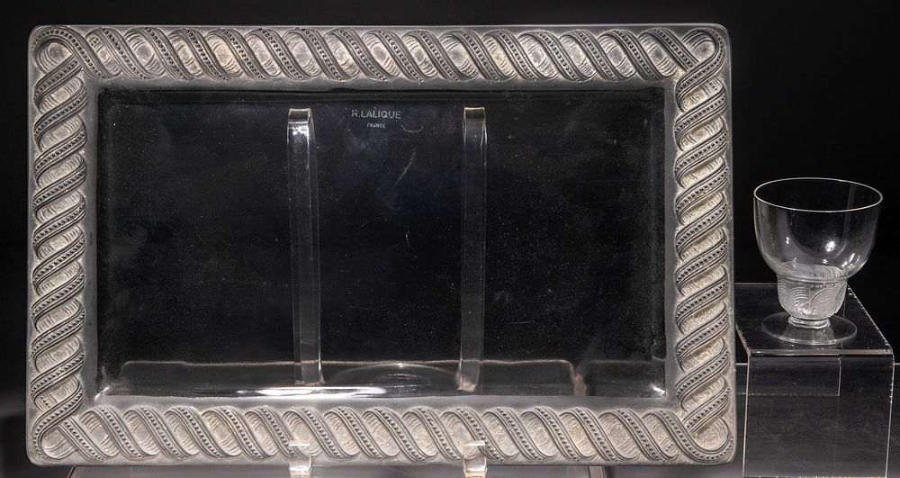 Lot 421: R. Lalique Crystal Rubans Platter and Padoue Glass